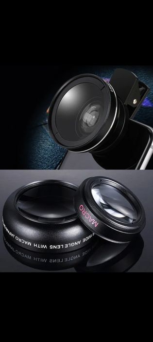 Линза для телефона 2 в 1 широкоугольная и макролинза объектив.