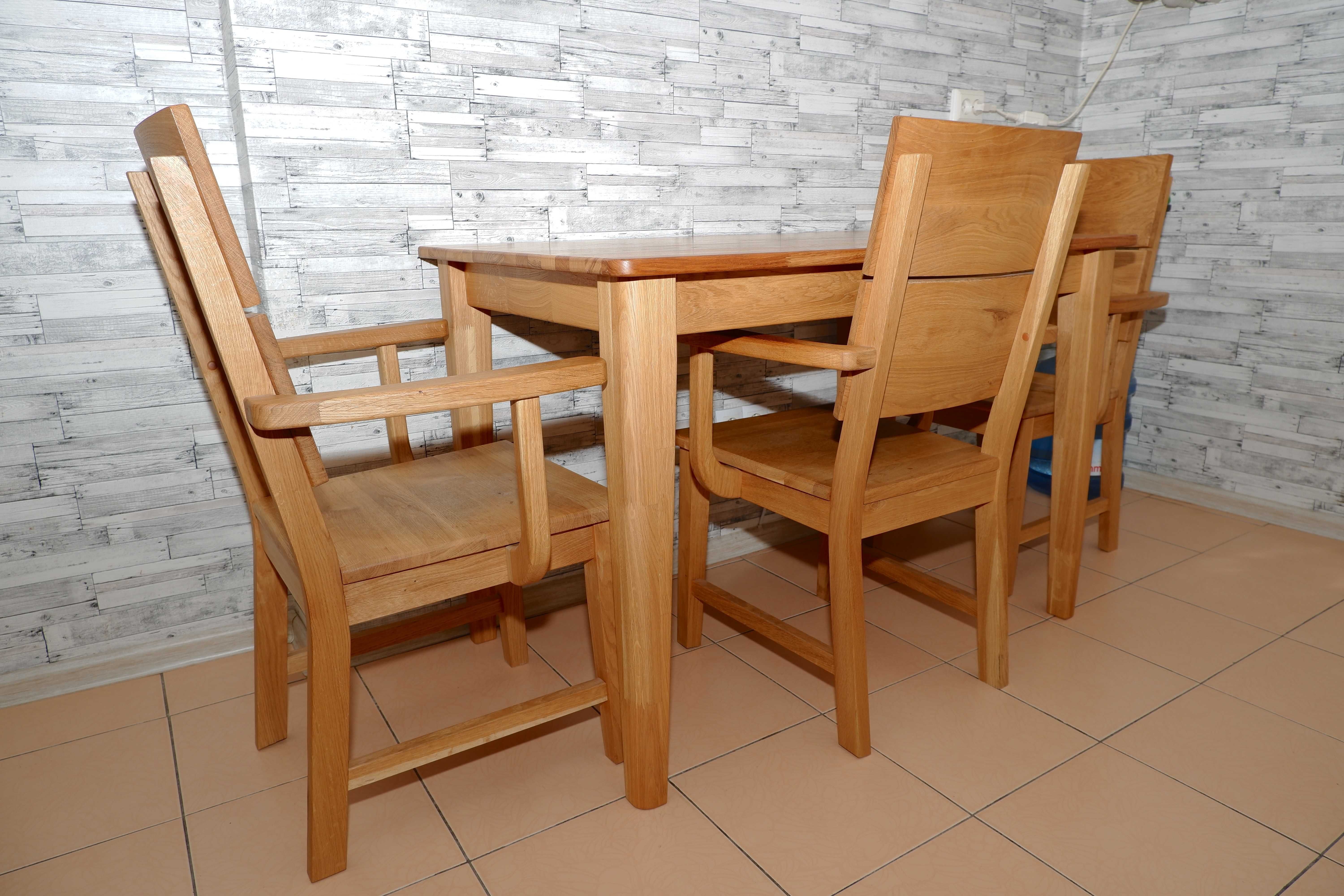 Кухонный дубовый деревянный стол, дубовые стулья