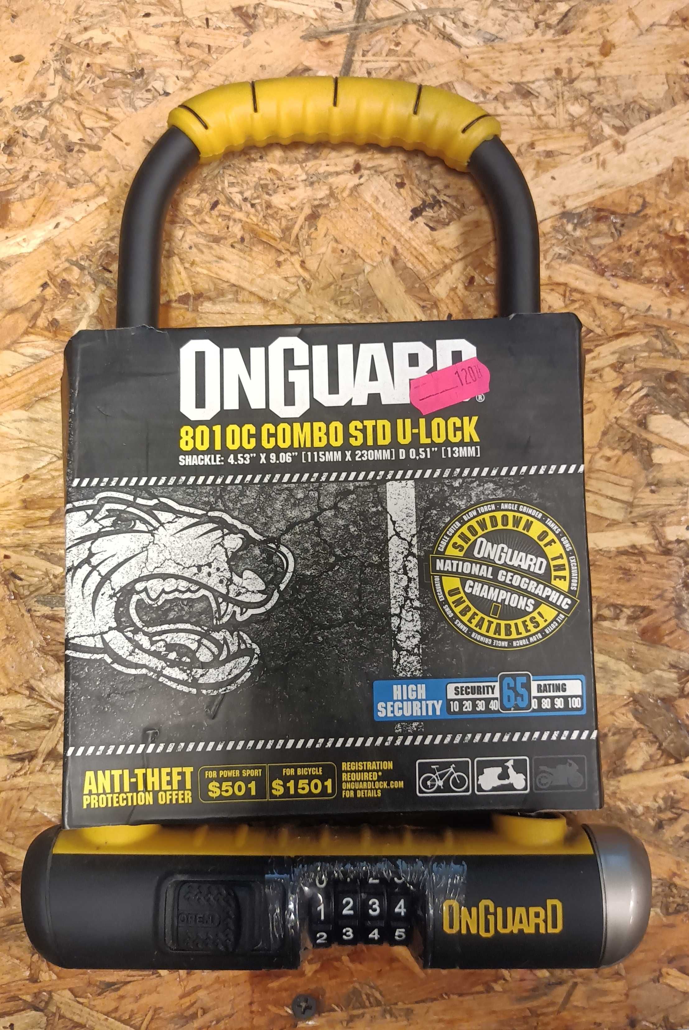 U-lock ONGUARD Combo STD 8010C Zapięcie blokada rowerowa na szyfr