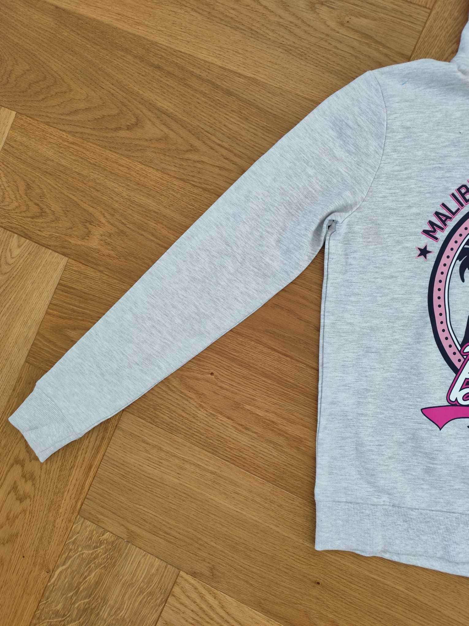 Nowa damska bluza z kapturem S 36 Barbie szara róż Mattel