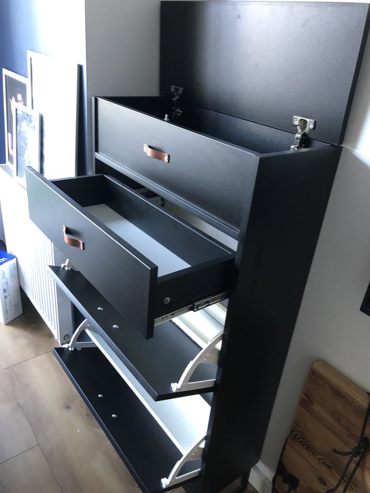 Szafka na buty/komoda drewniana czarna w stylu loft