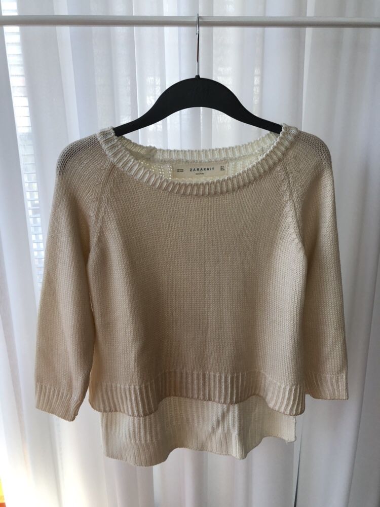 Zara sweter róż ecru XS