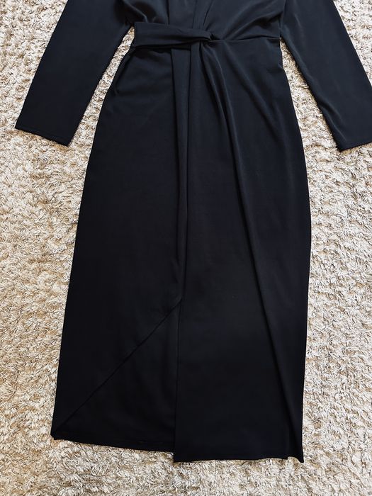 Черное платье с разрезом длинное нарядное платье с вырезом сукня максі