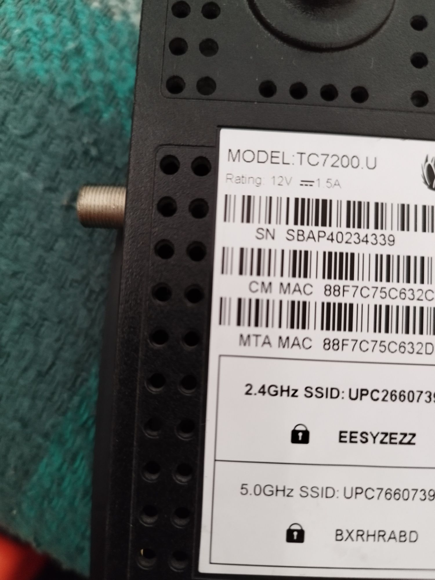 Modem router tc7200 u
