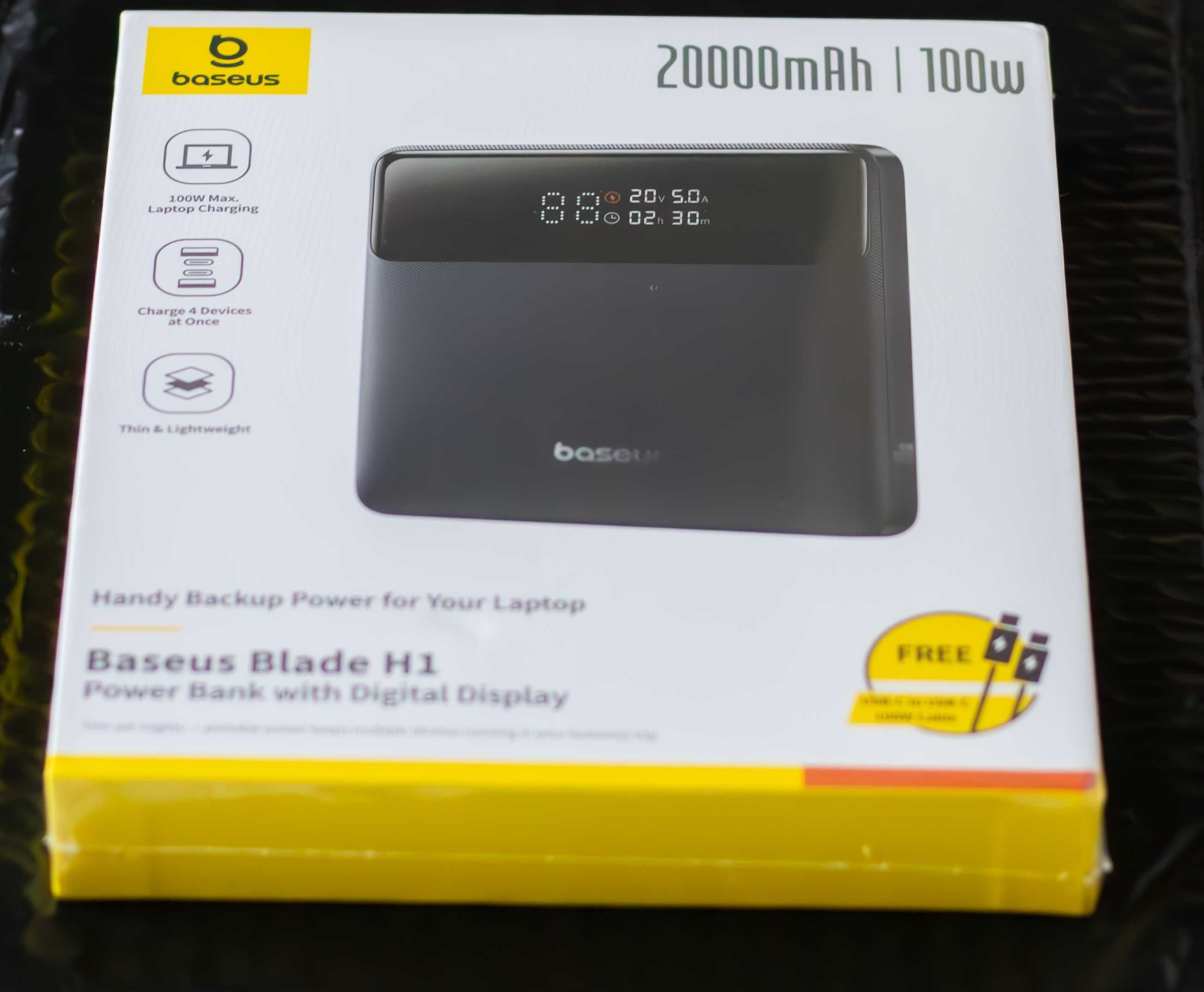 Baseus 100W Power Bank 20000mAh Blade Digital Display швидка зярядка