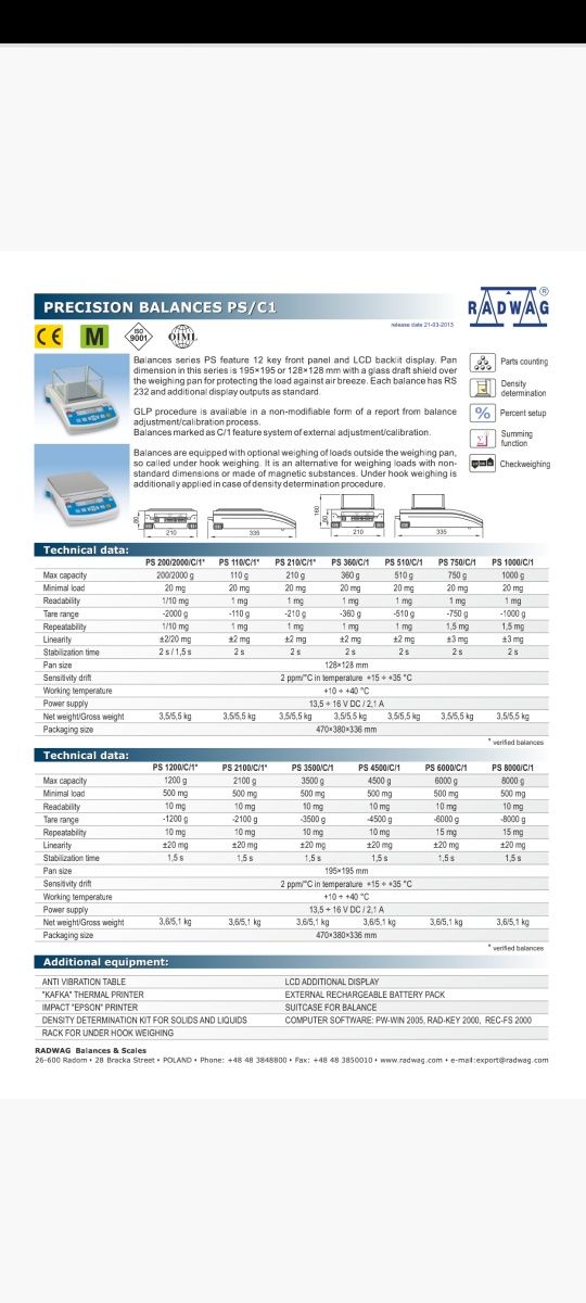 Balança de precisão Radwag PS 4500/C/1