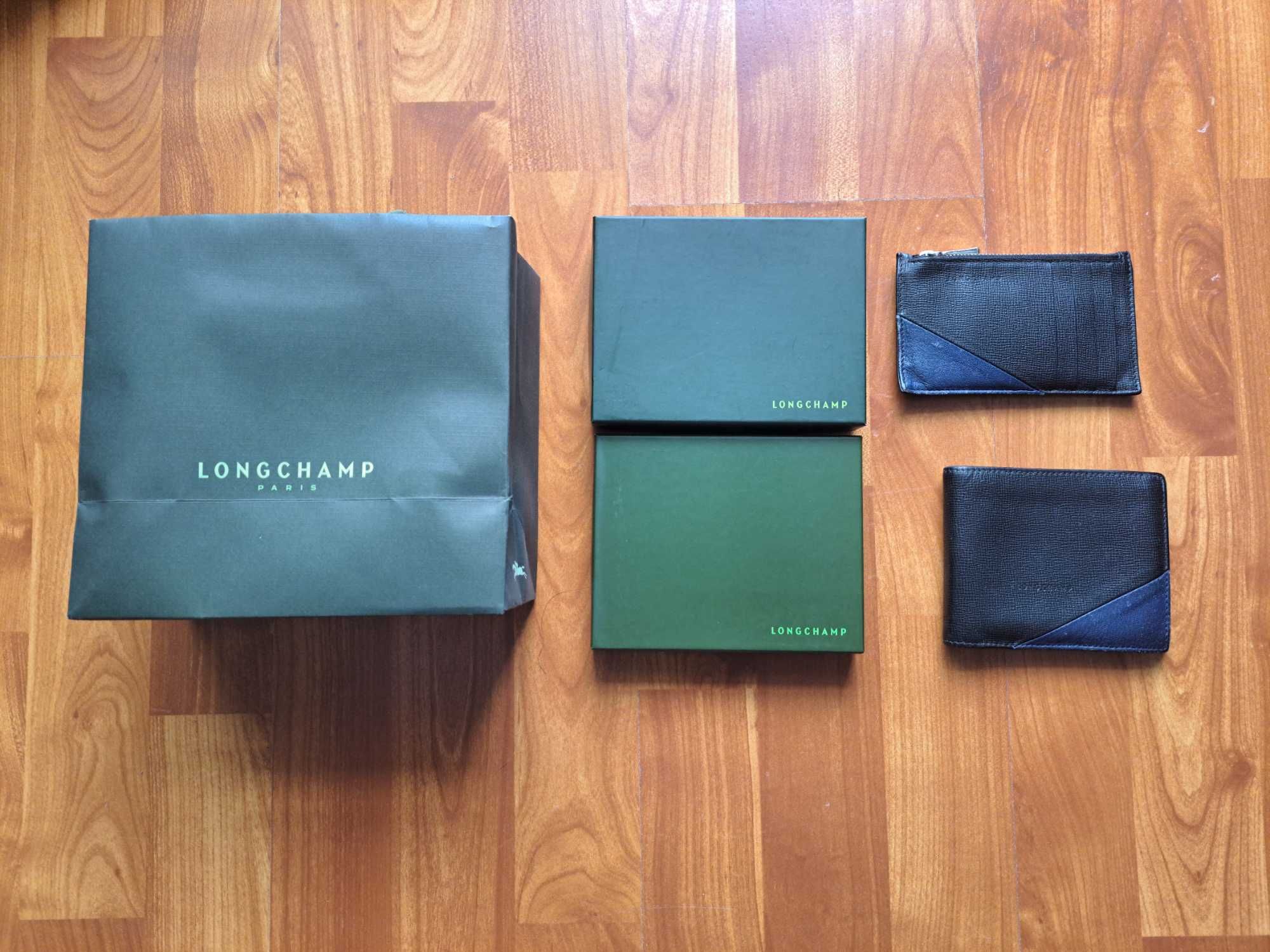 Pacote de uma carteira e um porta-cartões Longchamp em couro