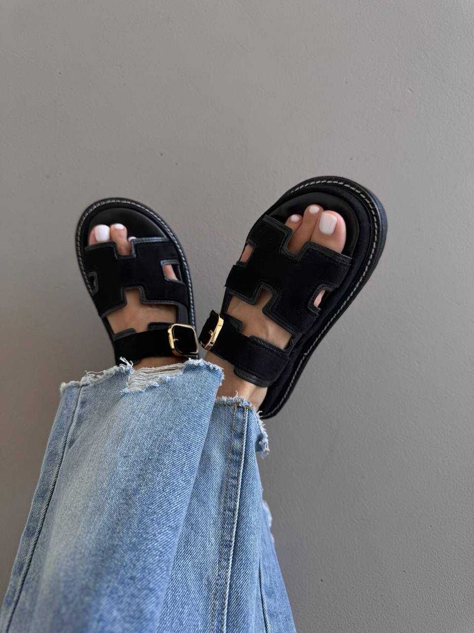 Шльопанці жіночі HERMES PLATFORM SLIDES | взуття на літо | босоніжки
