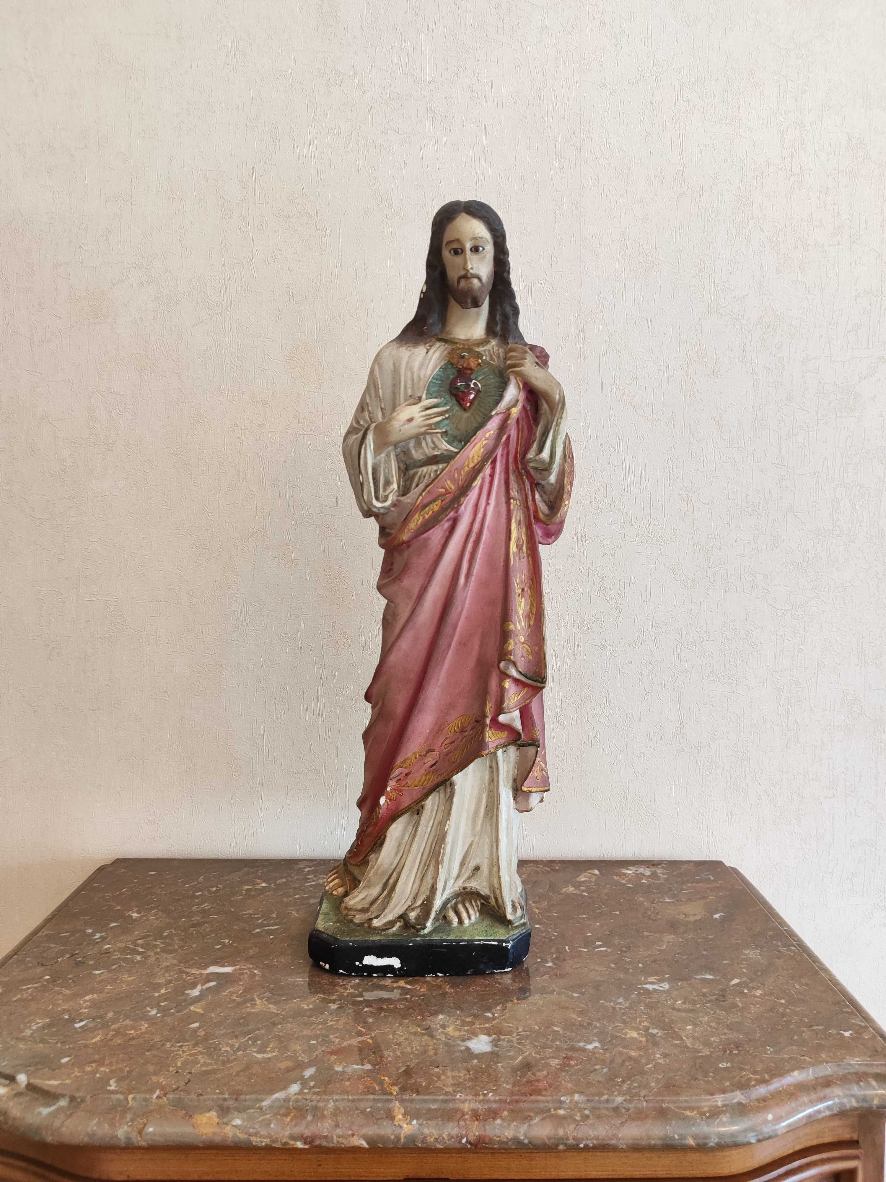 [+ DESCONTO] Arte Sacra_Estatueta Antiga do Sangrado Coração de Jesus