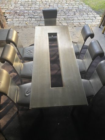 Stół z krzesłami  srebrny glamour