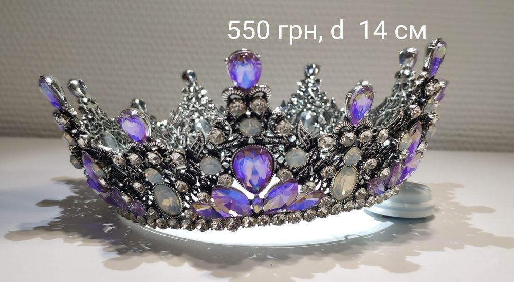 Корона на торт 15;14;12,5;6;5;3 см, глітер (блистівки), топер