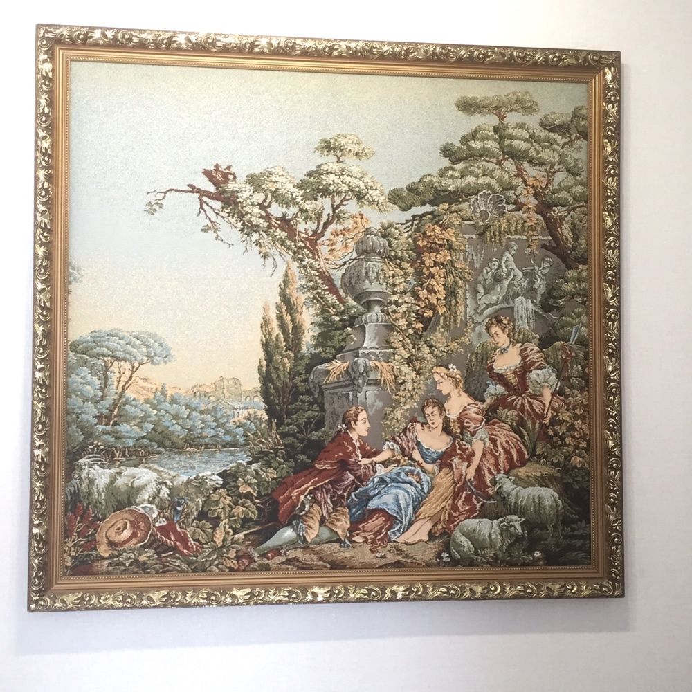 Гобелен, Павлин и голуби, размер картины 107х77 см