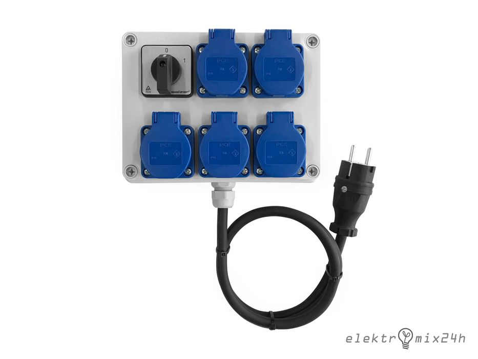Rozdzielnica przenośna z wyłącznikiem zasilania, gniazda 5x16A 230V