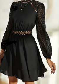 Sukienka jak nowa shein xs koronkowa czarna rozkloszowana