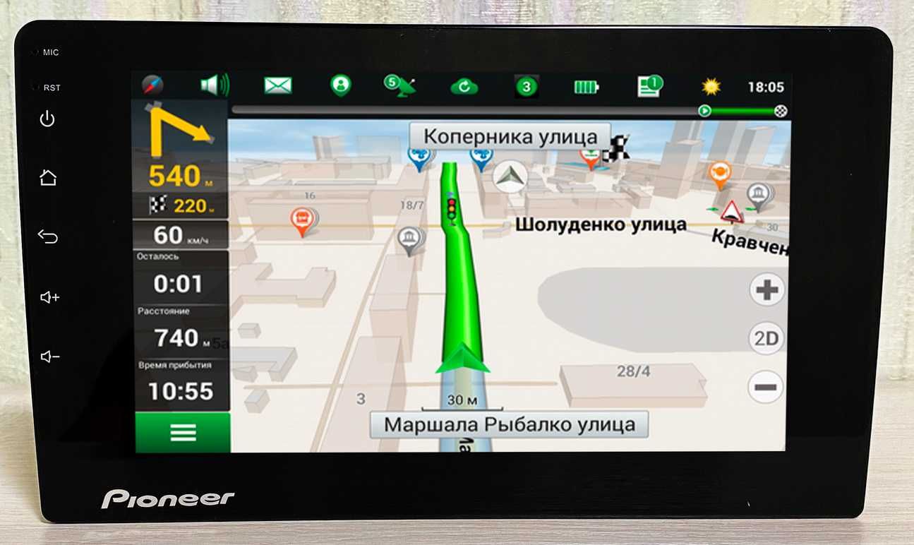 Автомагнитола Pioneer 9012A 1DIN,GPS,Android 12, стекло,8' IPS 2/16GB