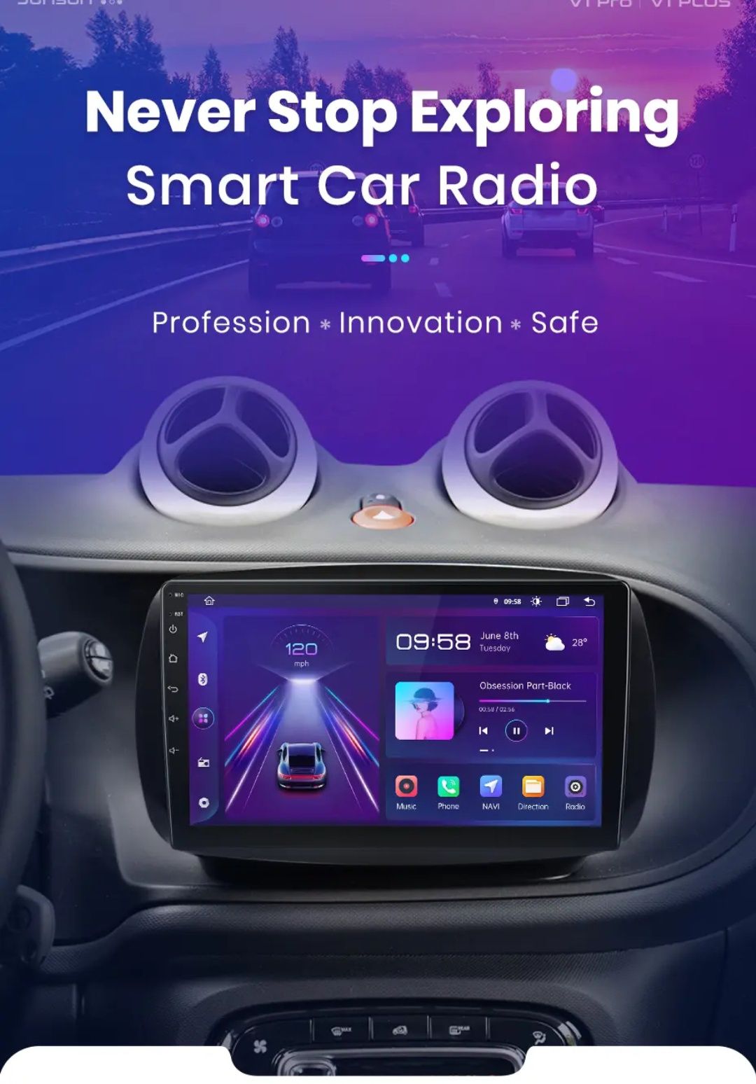 Rádio 2din android Mercedes-Benz SMART GPS WiFi 4G Carplay NOVO