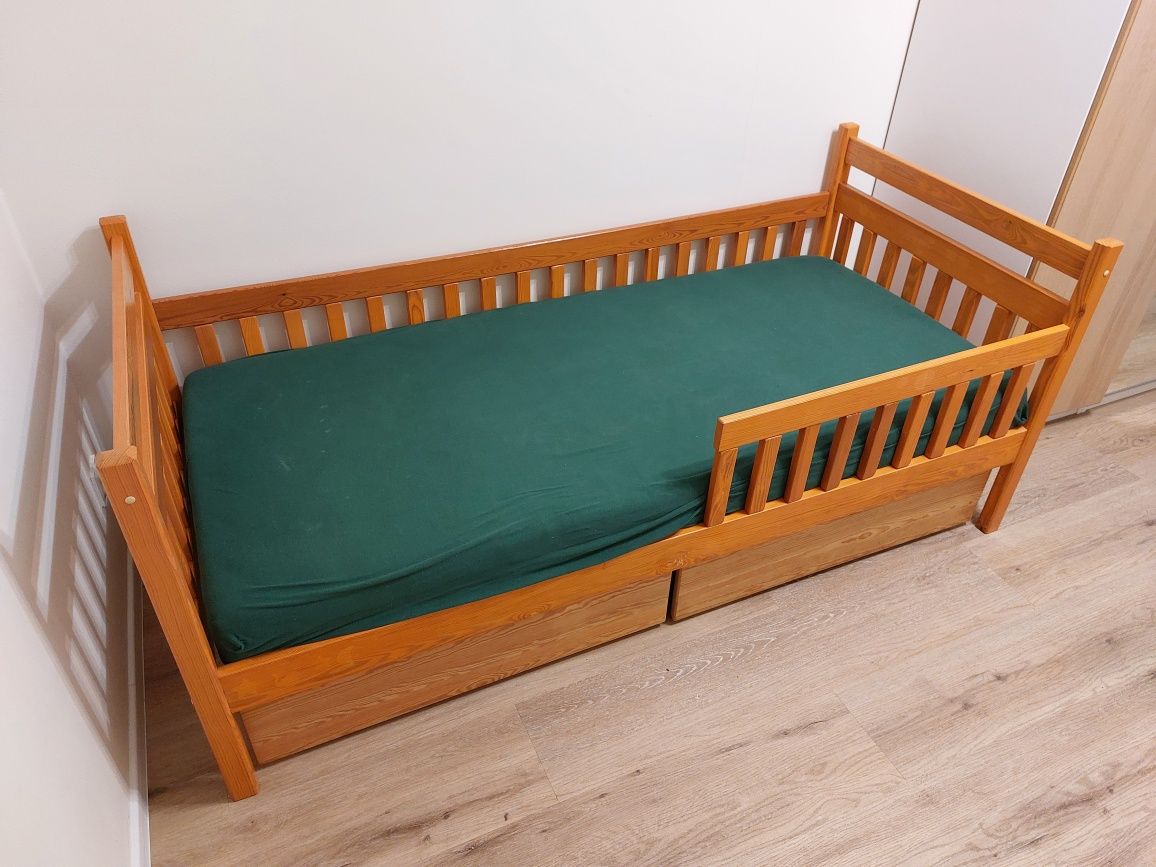 Łóżko drewniane 180 x 80 z szufladami i stelażem (+dodatki)