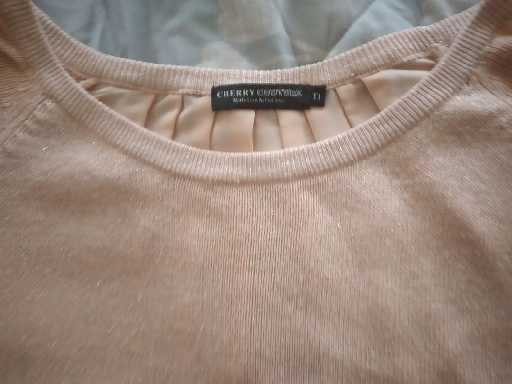 Camisola L, fio fino com fio dourado