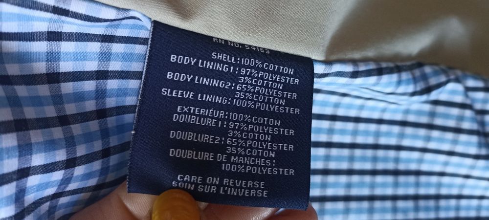 Beżowy płaszcz męski przejściowy trencz Tommy Hilfiger rozmiar L