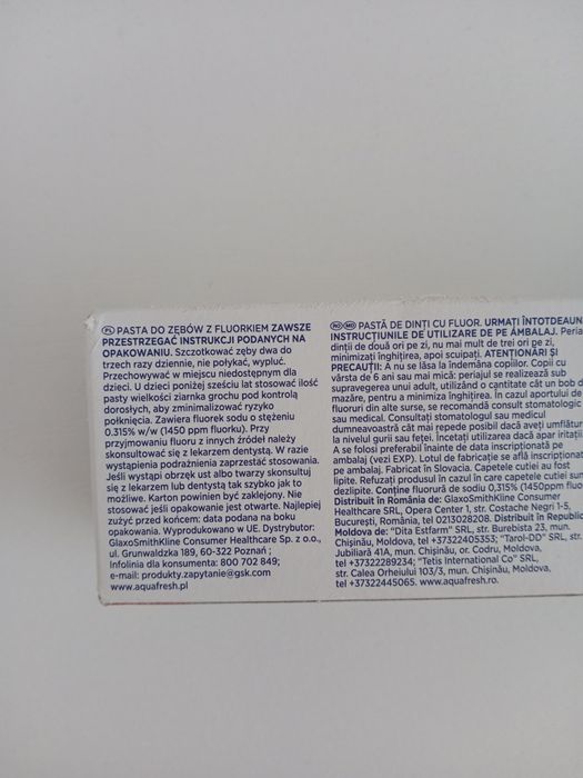Pasta do zębów Aquafresh Advance dla dzieci w wieku 9-12 lat.
Specjaln