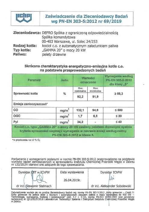 Kocioł piec Defro Gamma 20kw