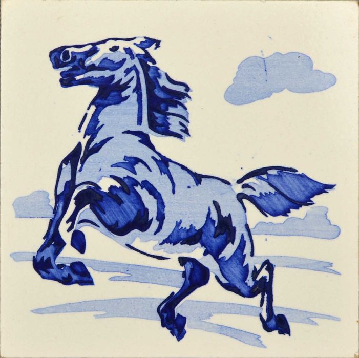 Conjunto de 4 azulejos com desenhos pintados à Mão, da fábrica Aleluia