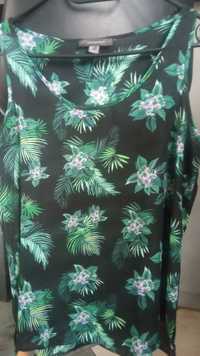 Bluzka Primark, rozmiar 40, czarna w liście, palmy, zwiewna na lato