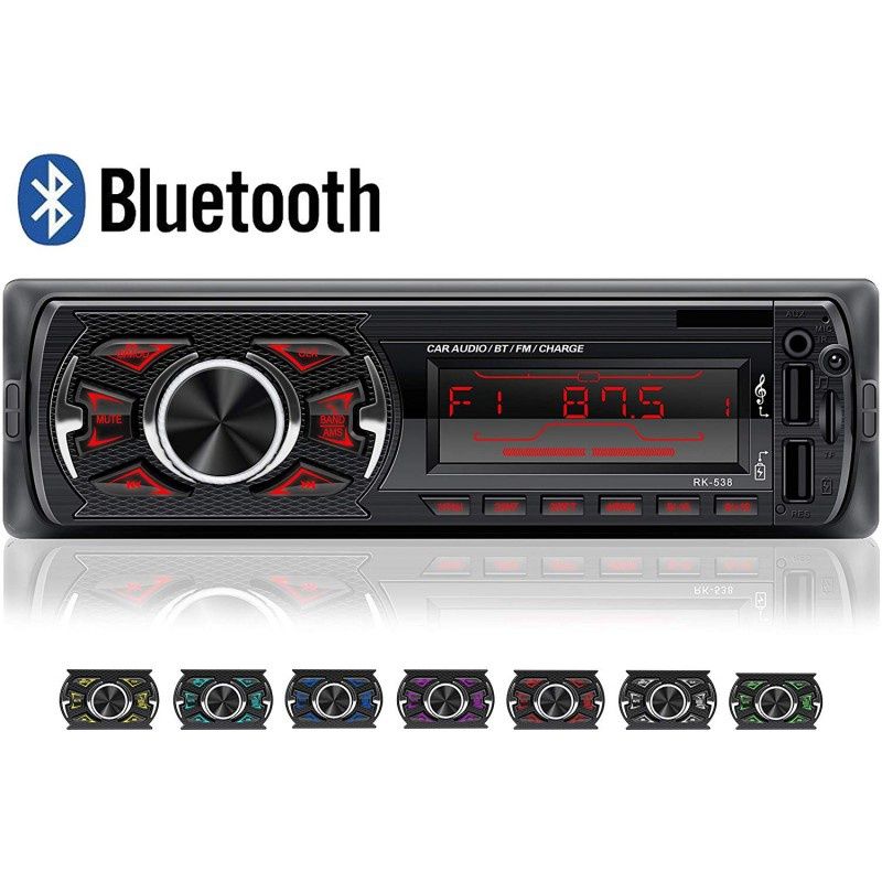 Auto Rádio RK-538 Bluetooth USB SD MP3 | 7 cores