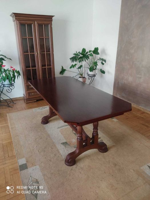 Stół lite drewno, brązowy mahoń