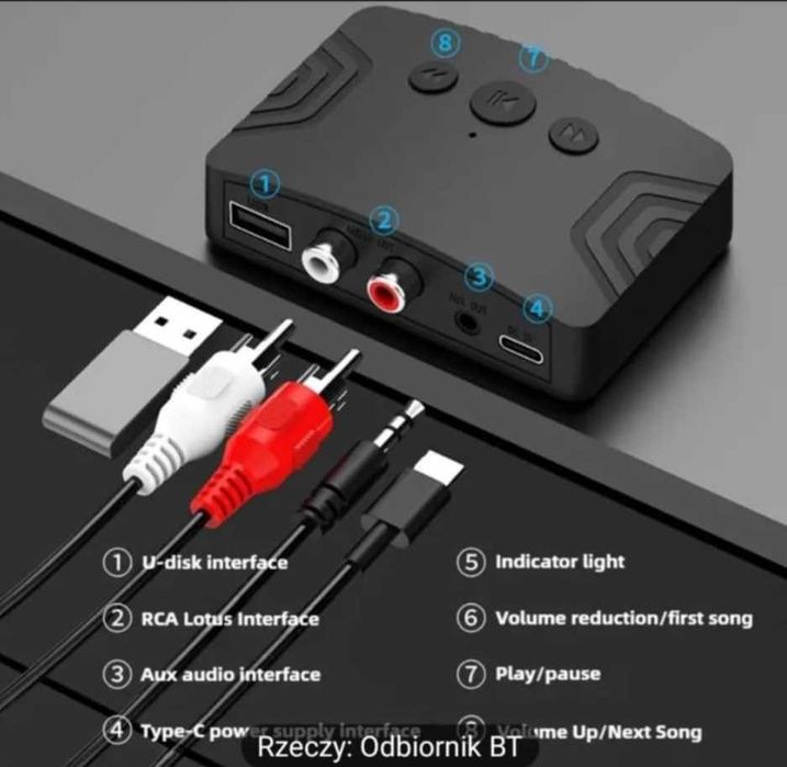 Bluetooth bezprzewodowy odbiornik stereo i odtwarzacz mp3