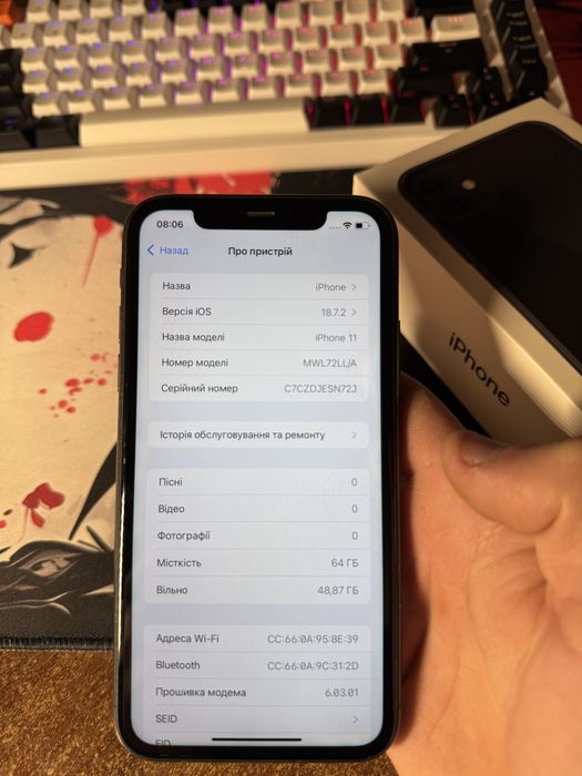 Iphone 11 black 64 GB / 100% аккум