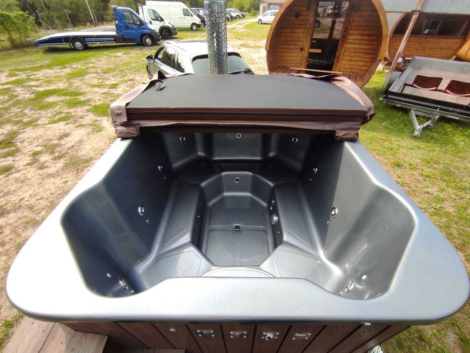 Mobilne spa bania balia jacuzzi brąz hot tub opalane drewnem prostokąt