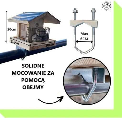 STAFECO Karmnik dla ptaków na balkon do ogródka z OTWIERANYM DACHEM