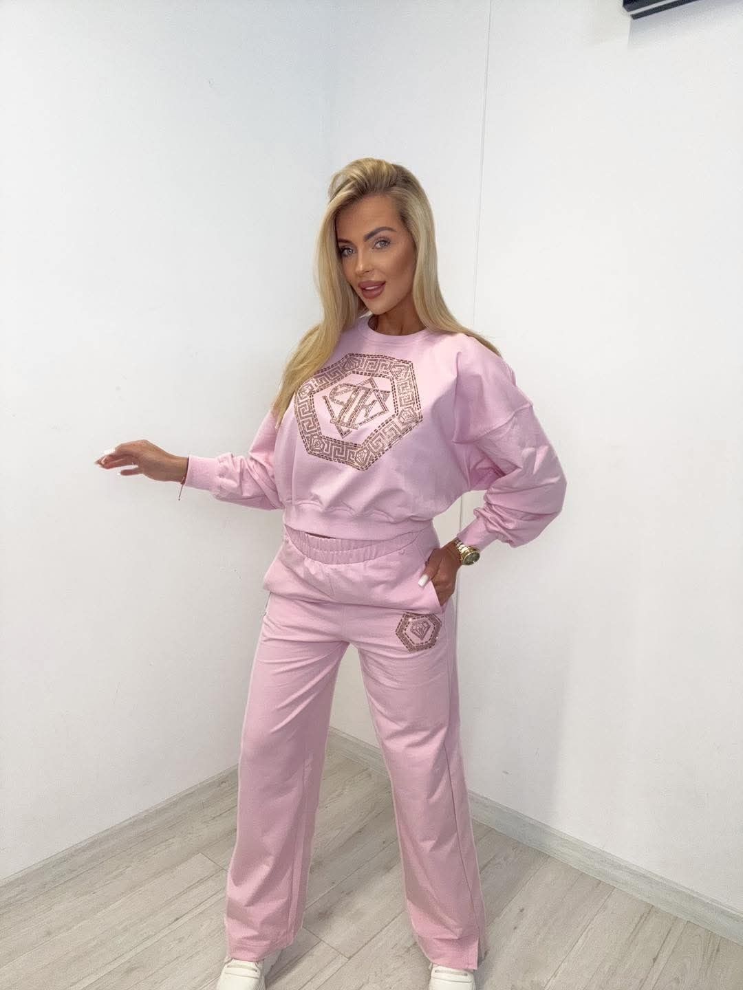 Piękny komplet dres z cyrkoniami dwa kolory paparazzi fashion