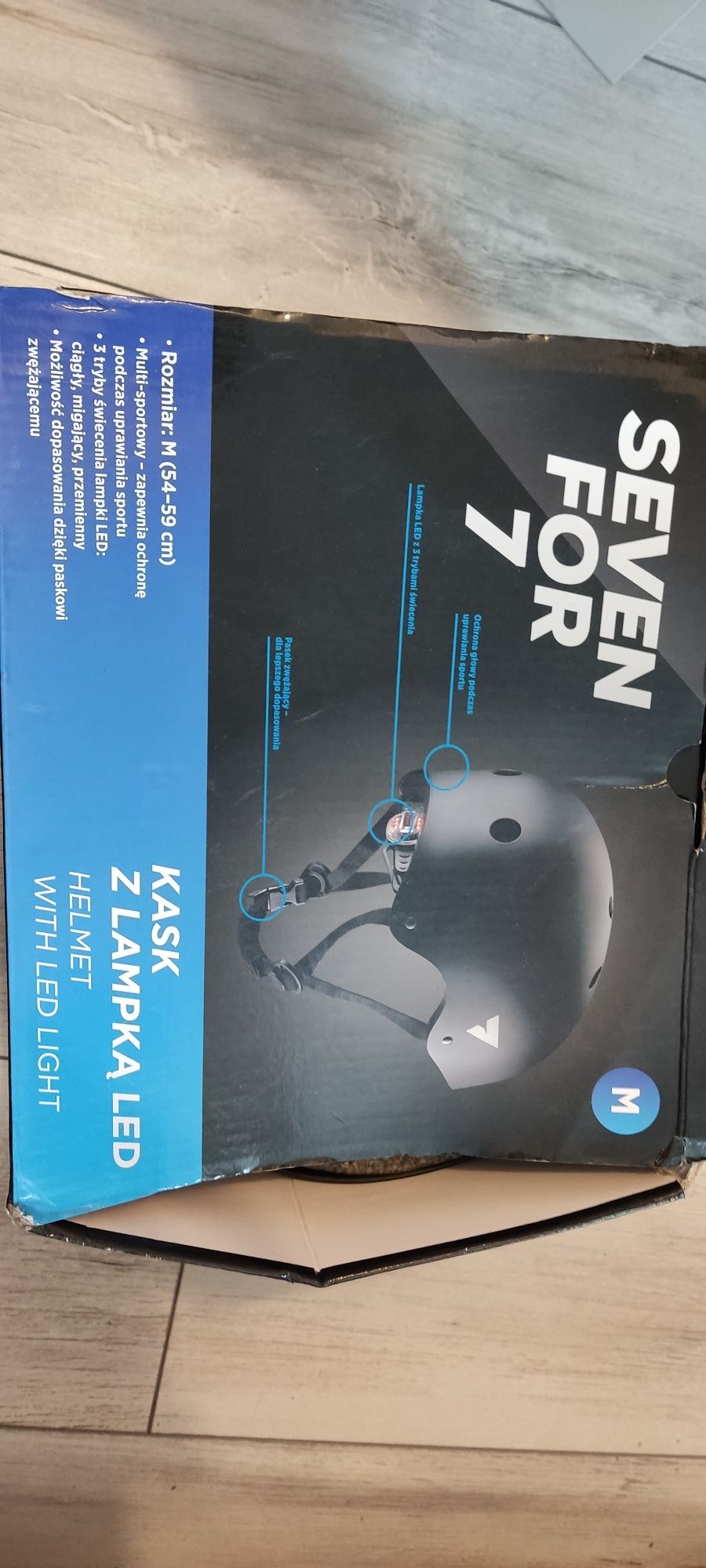 Kask z lampką LED r m 54-59 na rower rolki