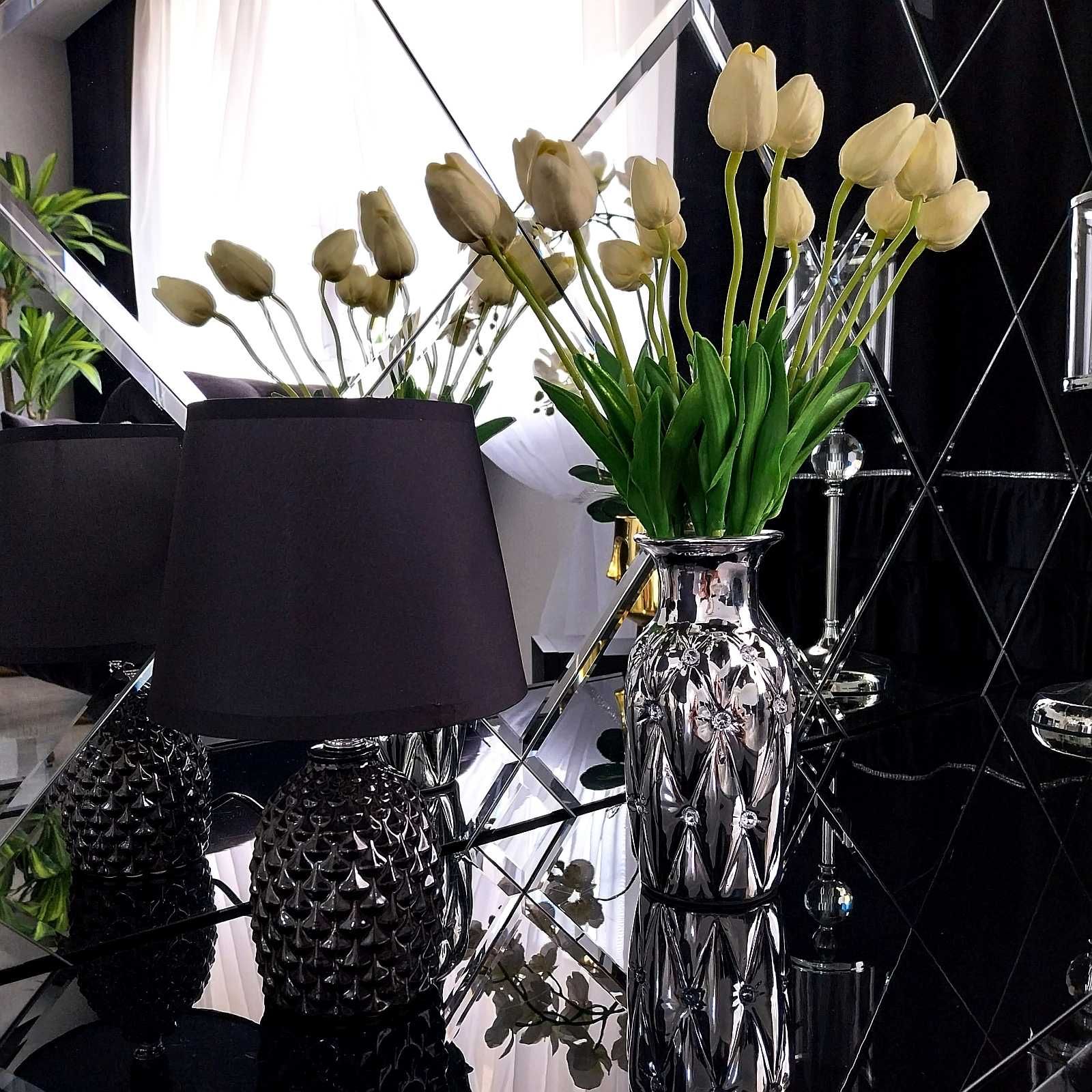 Lampka nocna czarna nowoczesna mała lampka stołowa do sypialni glamour