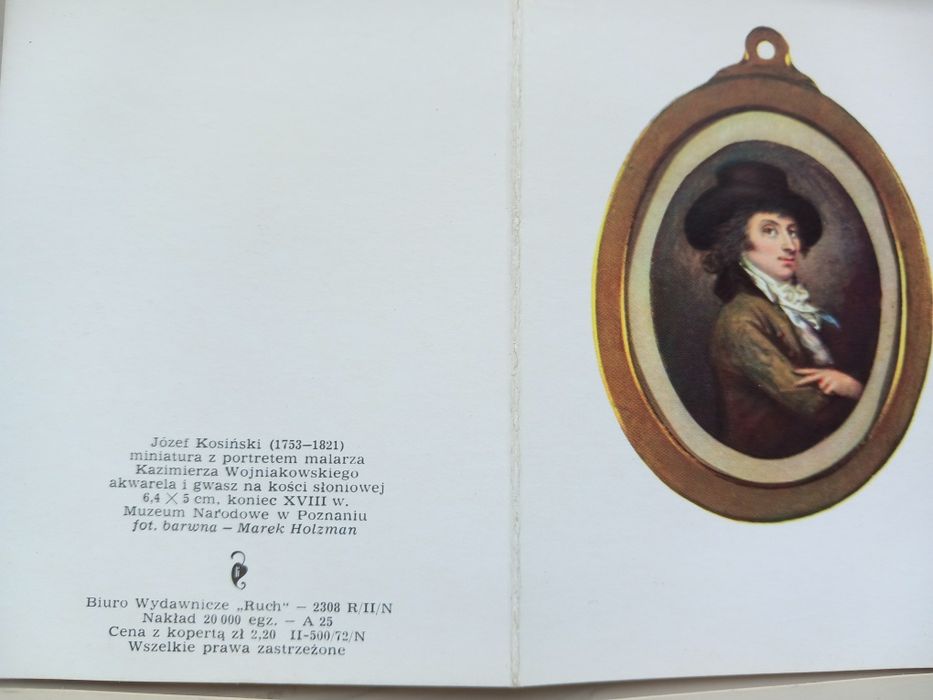 Karnety kolekcjonerskie z miniaturami portretów.