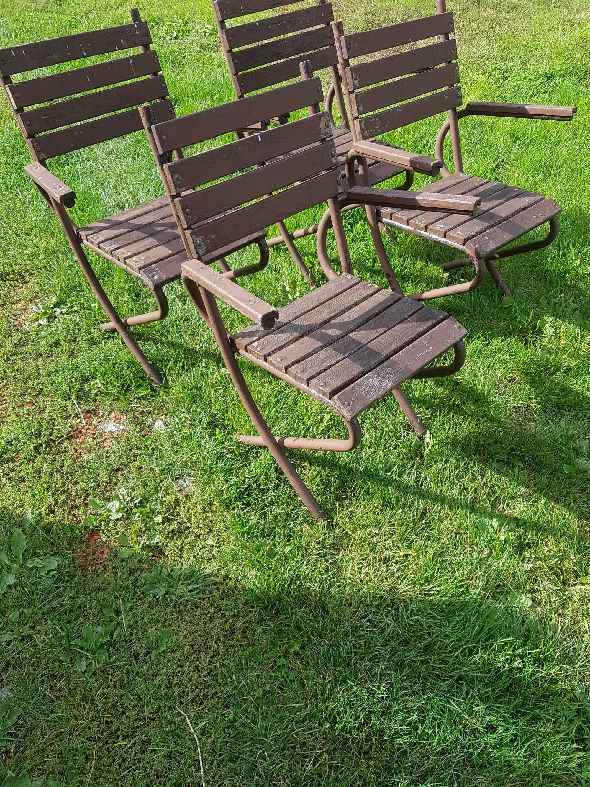 Krzesło krzesła drewno metalowa rurka z deseczkami