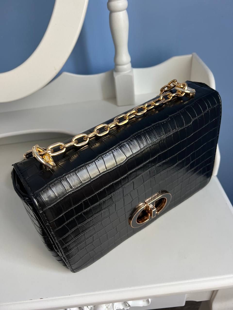 Нова сумка Dior caro croco (black) з документами