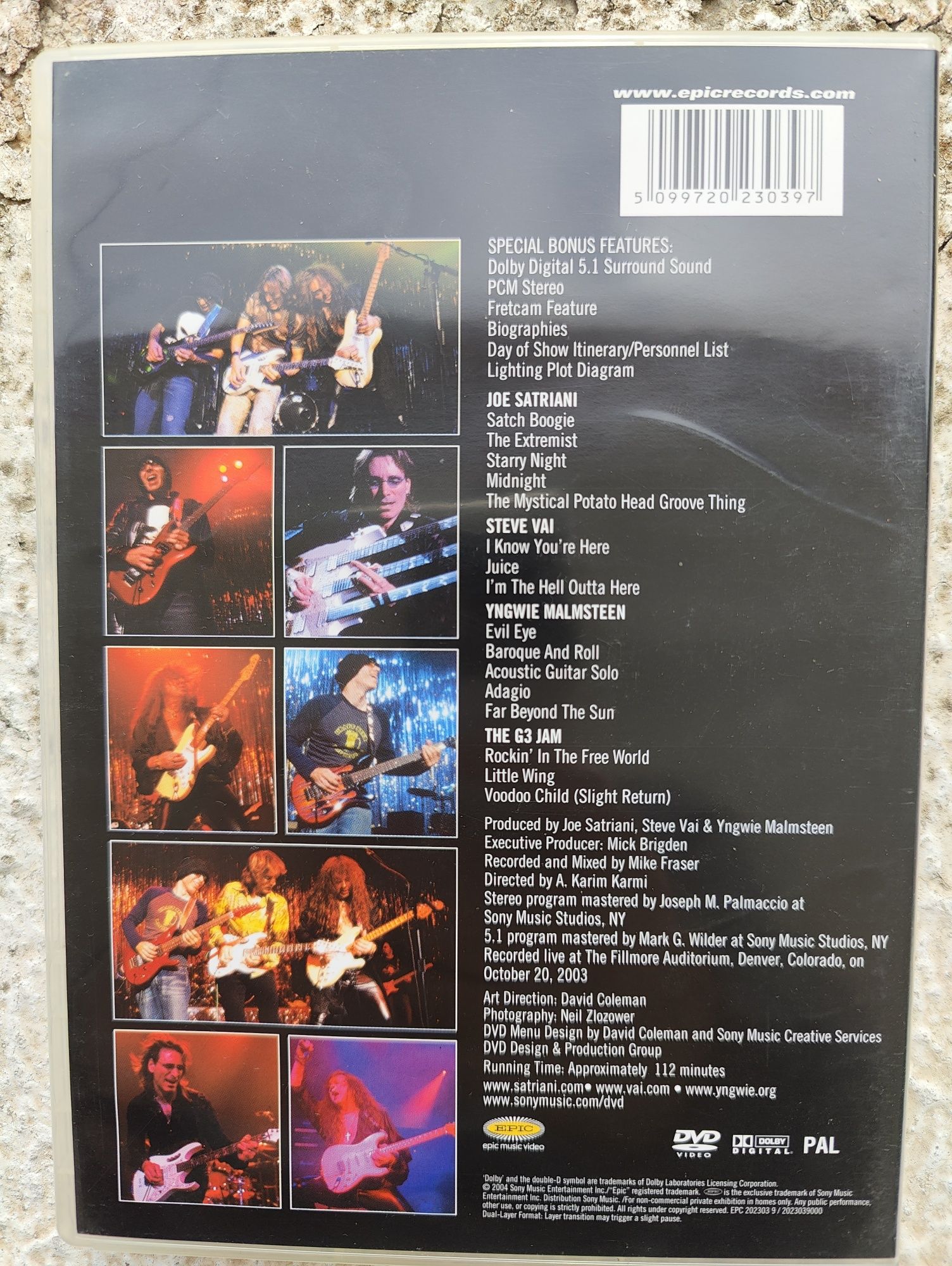 DVD concerto G3 - live in Denver. Satriani, Steve Vai and Malmsteen
