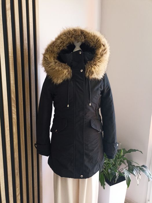 Kurtka parka zimowa czarna Zara roz.S/M