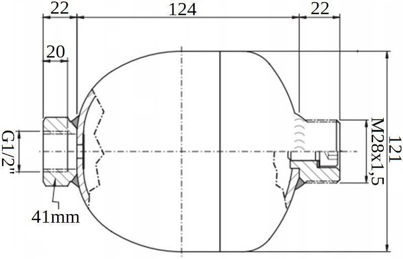 AMORTYZATOR Hydroakumulator Podwójny 0,75 L G1/2 [8316]
