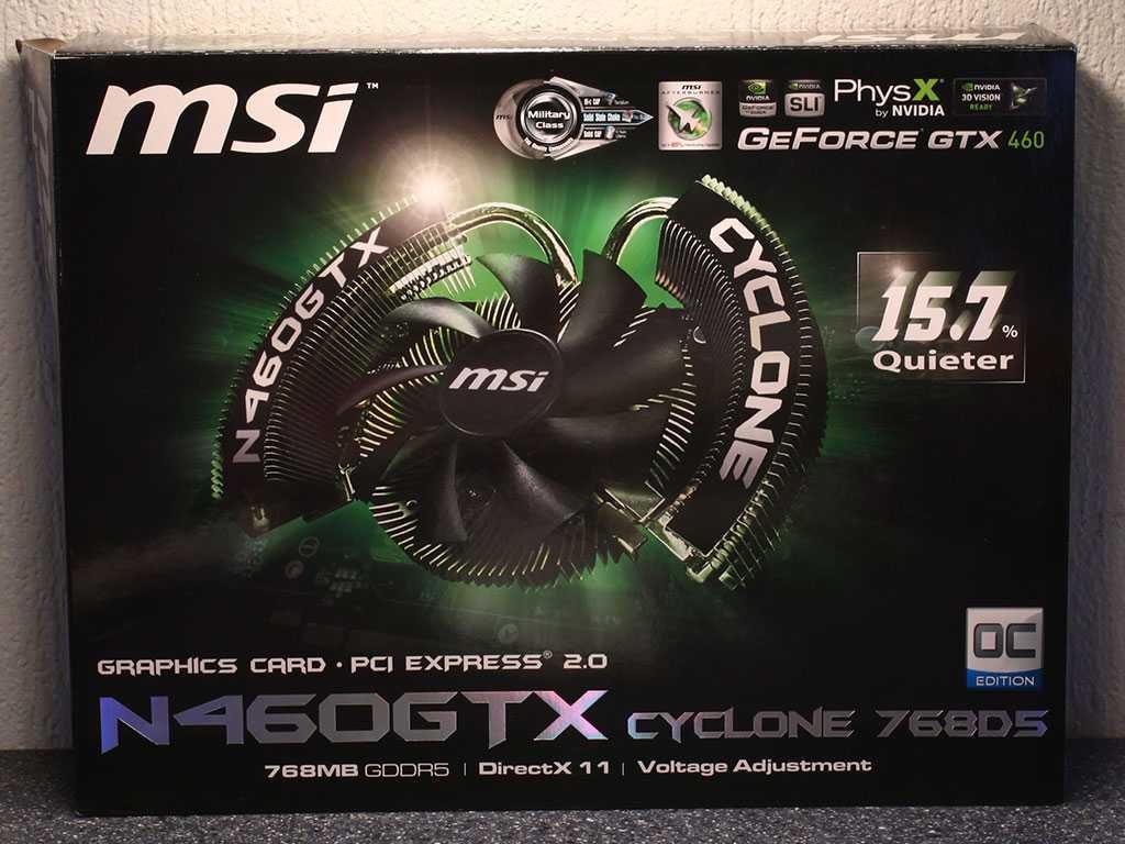 MSI PCI-Ex GeForce GTX 460 768MB GDDR5 (N460GTX CYCLONE 768D5/OC)