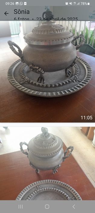 Terrina em estanho antiguidade muito bonita