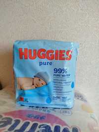 Вологі серветки Huggies Pure 2+1, 168 шт. (3 уп. по 56 шт.)