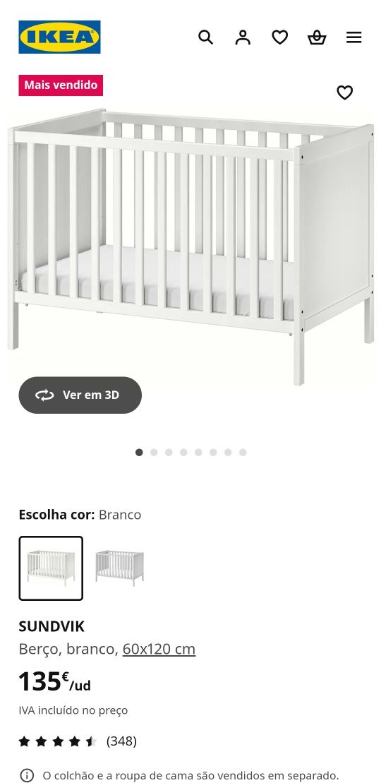Berço + Colchão + Barra protetora + Roupas de Cama