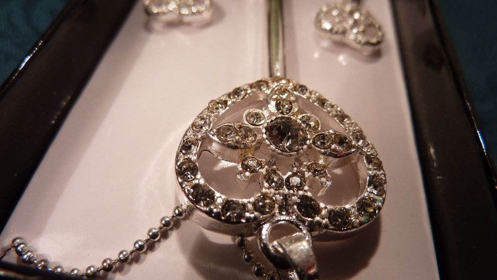 Biżuteria ślubna łańcuszek kolczyki z cyrkoniami