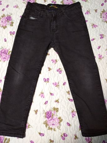 Теплые черно-серые джинсы, штаны,брюки на мальчика 74см.