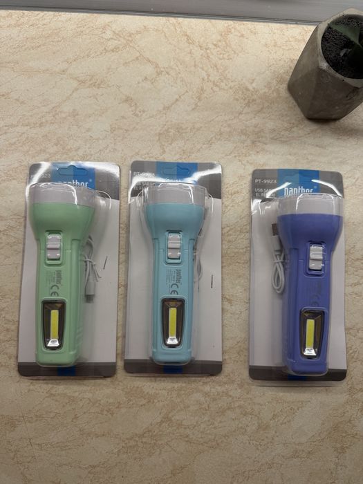 LED ліхтар акумуляторний заряджається через micro USB Panther PT 9923