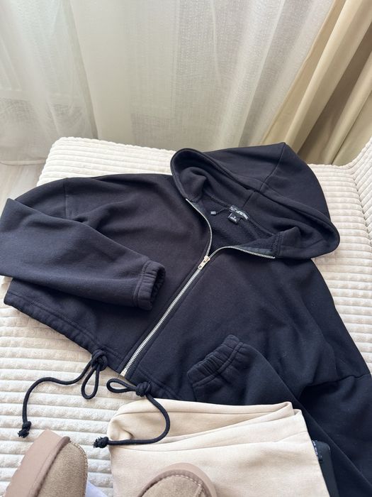 Худі зіпка з завʼязками у стилі Zara чорний утеплений S/36 mex.26